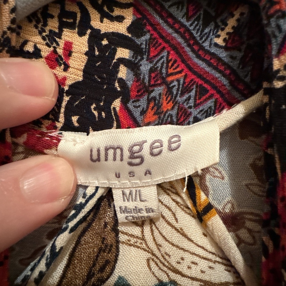 Umgee Boho‎ Duster Kimono Long Cardigan Mixed Print Floral M/L - Picture 3 of 9